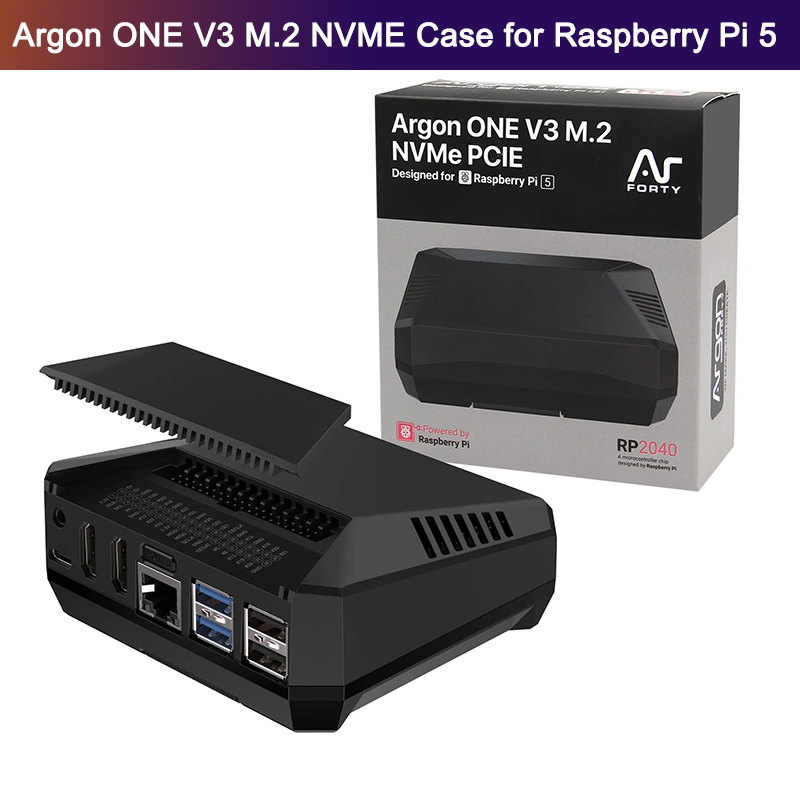 Argon One V3 M.2 Nvme Case - Raspberry pi 5,v3,m.2,nvme用のアルミニウムハウジングケース